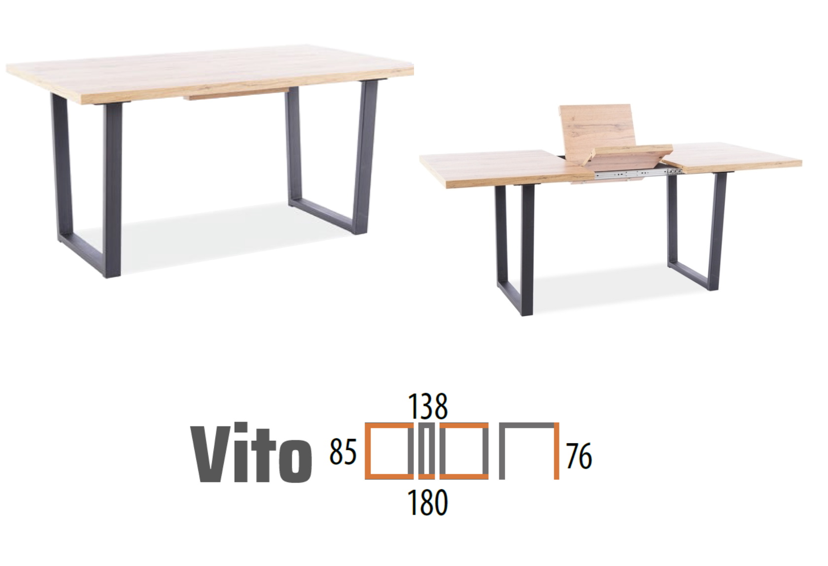 vito, stół w stylu industrialnym vito, wymiary